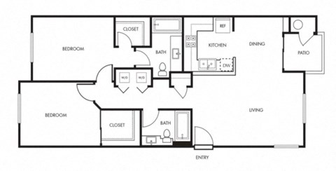 Aviare Cupertino CA Plan C 2 Bedroom 957 SQ FT